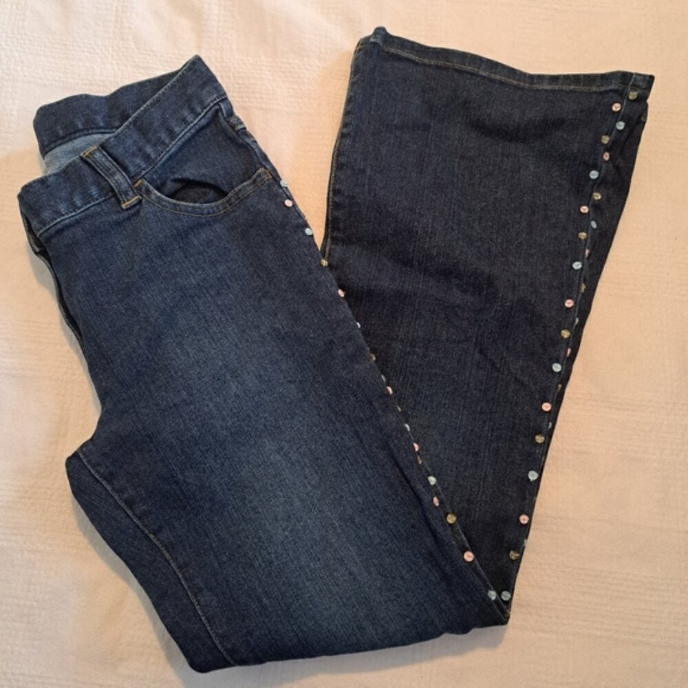 Gymboree girls size 9 jeans with sequins down both outer legs flare bottoms EUC